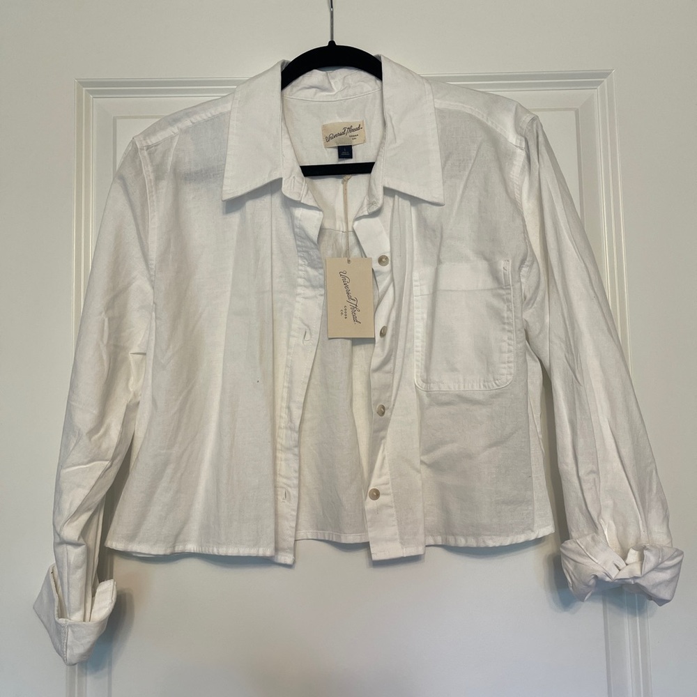 Universal Thread Cropped Button-Up Blouse